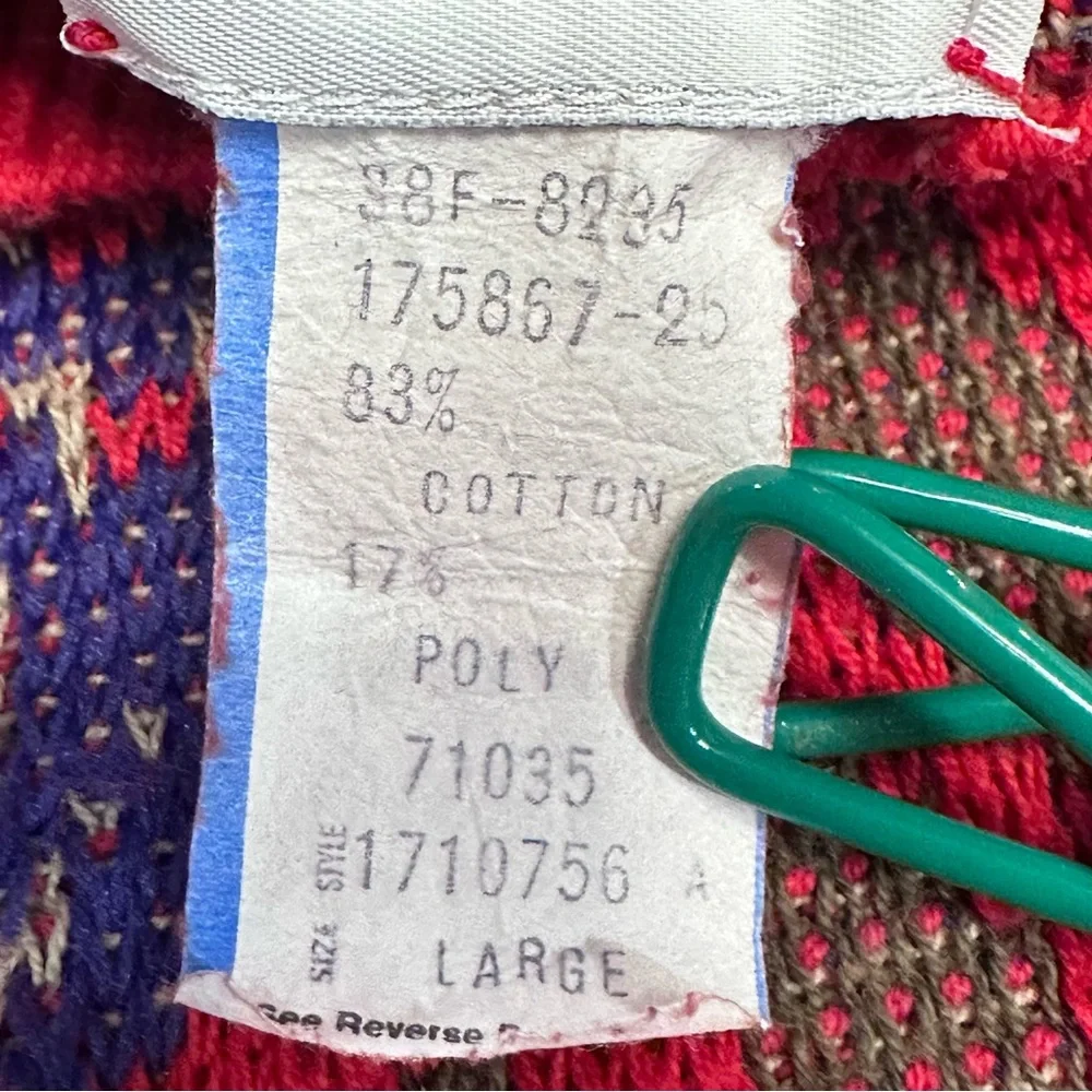 Vintage Koret Bird Novelty Sweater Red Graphic Knit Made‎ in USA Large